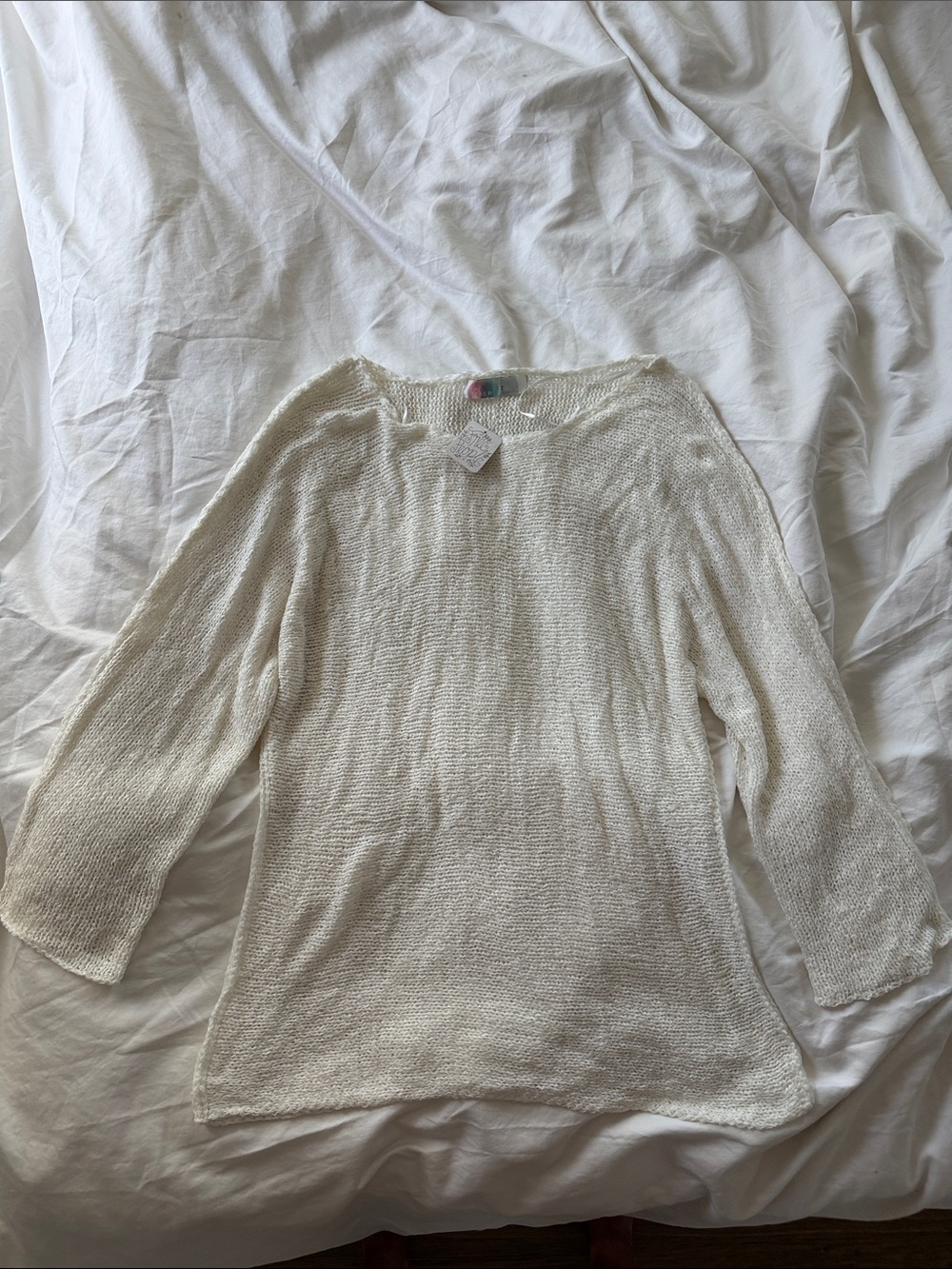 Free People Ivory Open-Knit Boatneck Swim Coverup